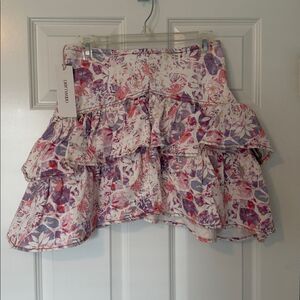 NWT. DRIFTWOOD Asymmetrical Floral Skirt - Pink and Purple